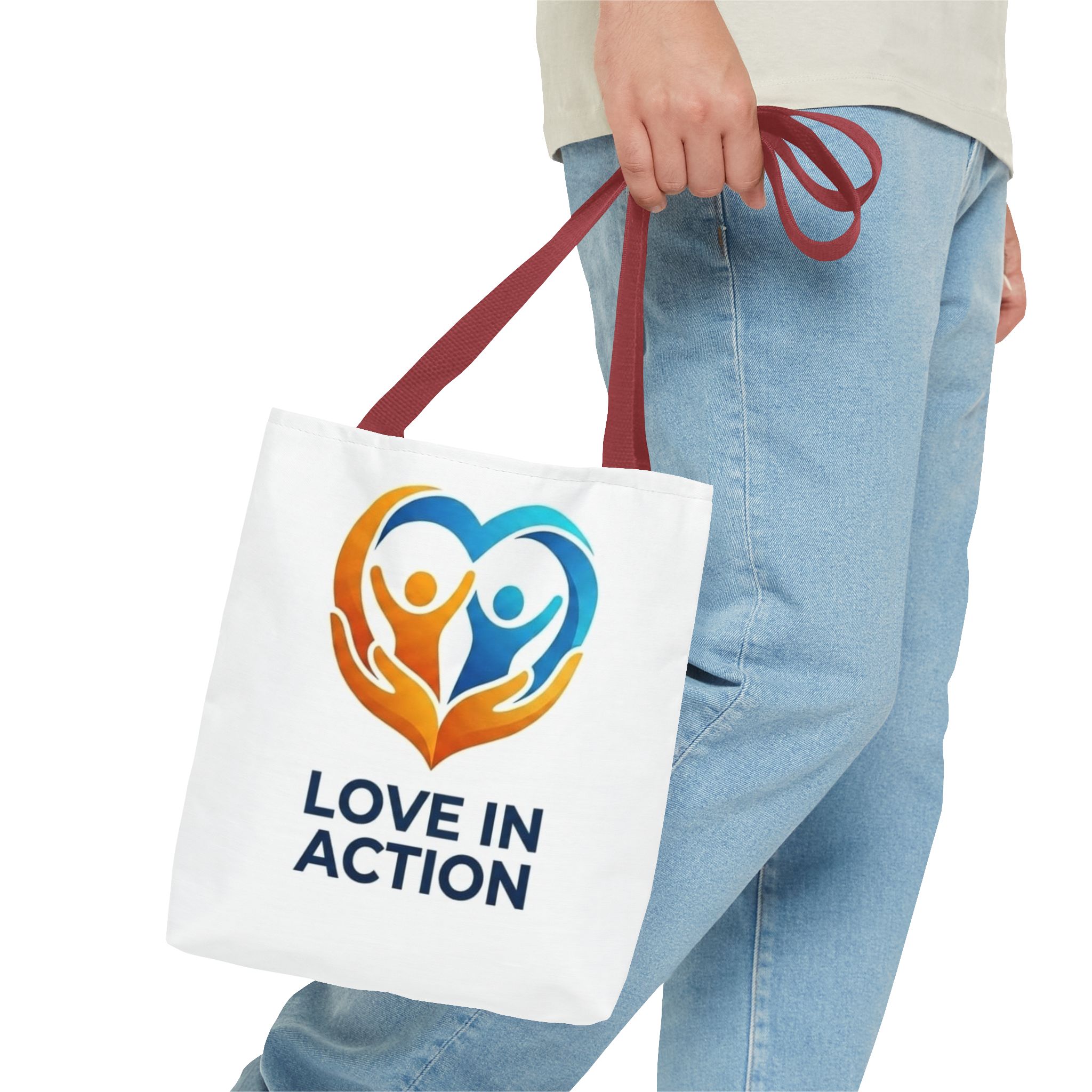 Love in Action Heart Logo Tote Bag – Charity Volunteer Canvas Tote – Image 7