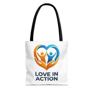 Love in Action Heart Logo Tote Bag – Charity Volunteer Canvas Tote