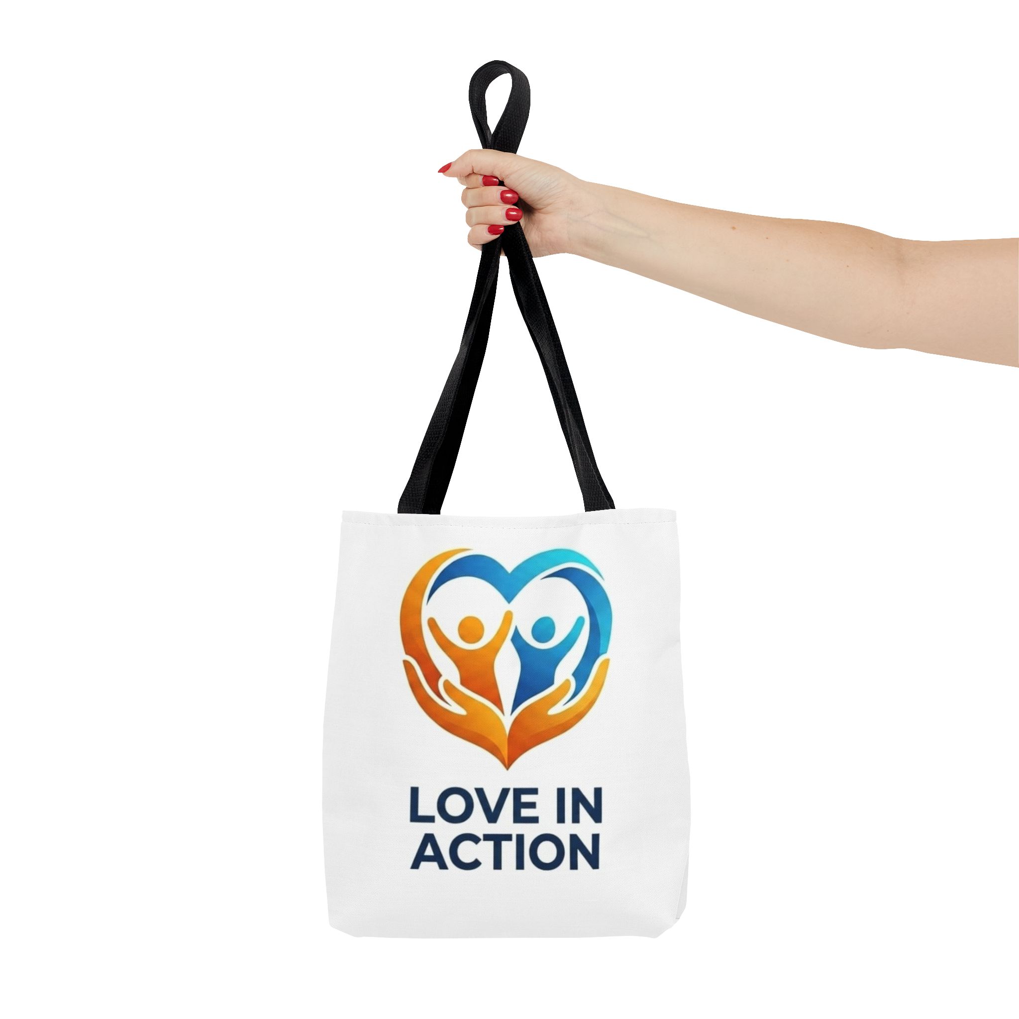 Love in Action Heart Logo Tote Bag – Charity Volunteer Canvas Tote – Image 4